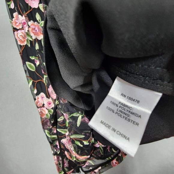 Crosby Womens Dress Midi Black Embroidered Floral Mollie Burch- Size 4 - Picture 9 of 13